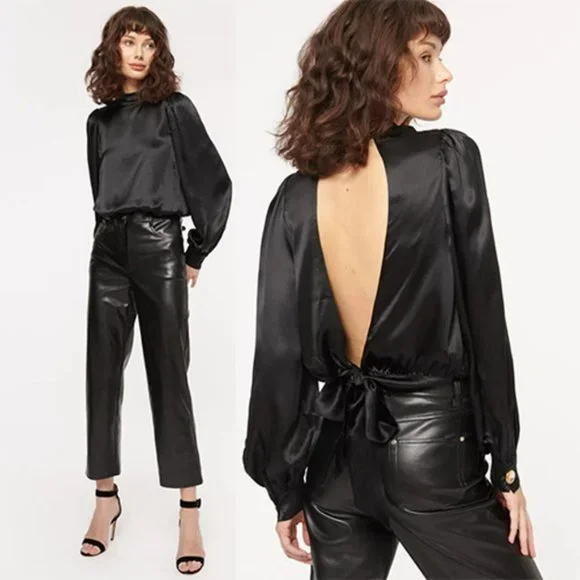 Cami NYC Valencia Long Sleeve Tie Open Back Women's Blouse Black Size: XXS NWOT - Picture 9 of 9